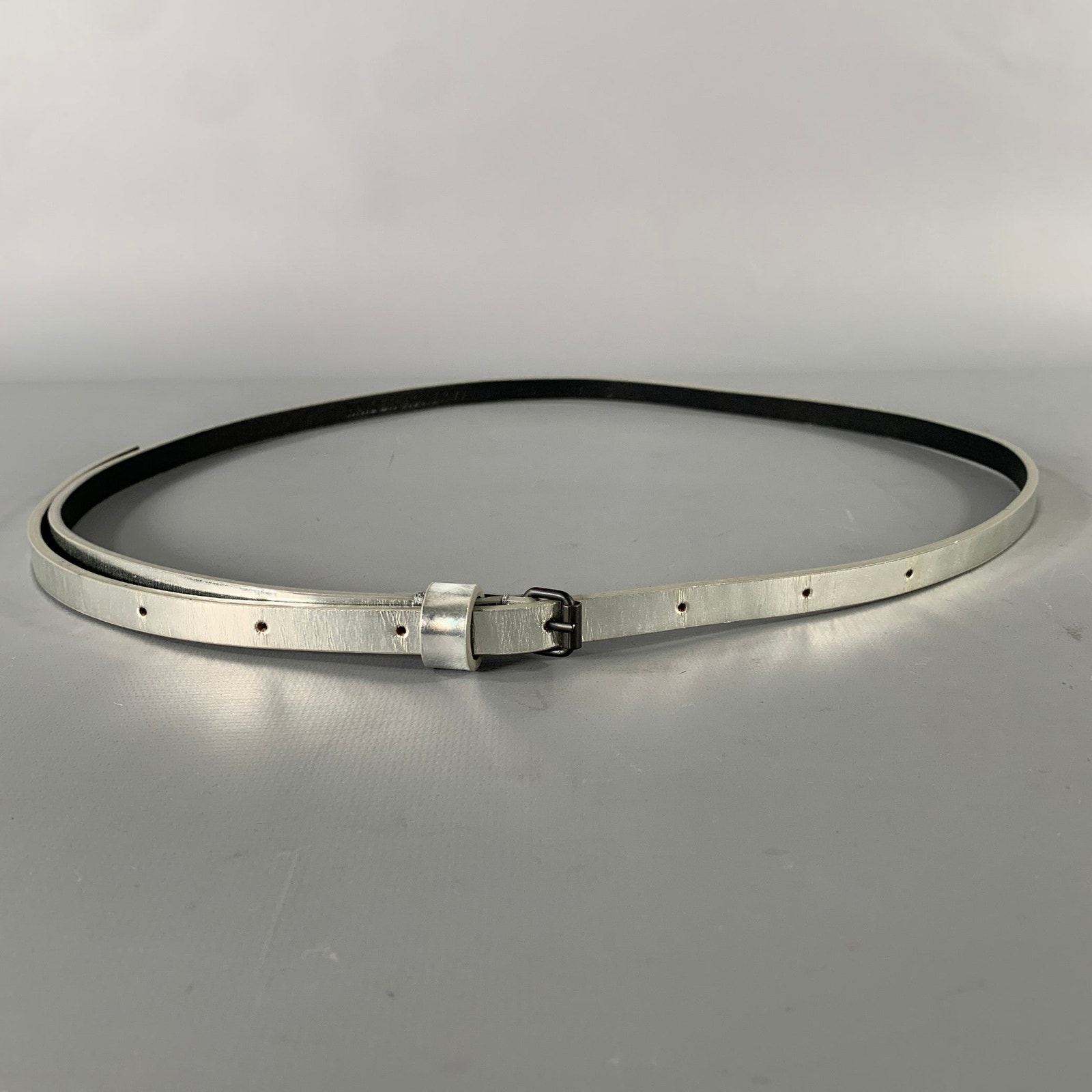 Haider Ackermann Size S Silver Metallic Leather Belt
